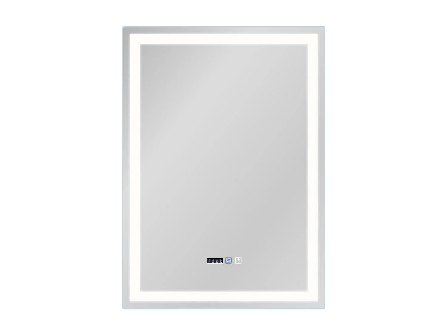 NETTLIFE Miroir lumineux salle de bain - 50x70 cm LED, mural, IP44, interrupteur tactile, horloge, antibuée, réglable