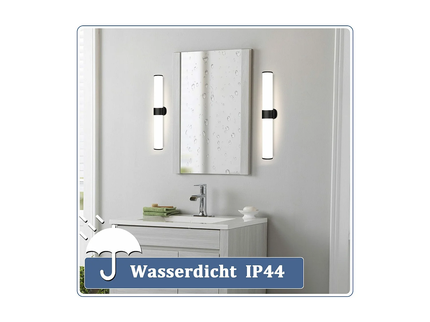 NETTLIFE LED-Badezimmer-Wandleuchte, 2er-Set, modern, Chrom, 6 W, 30 cm, wasserdicht, IP44, neutralweiß 4000 K