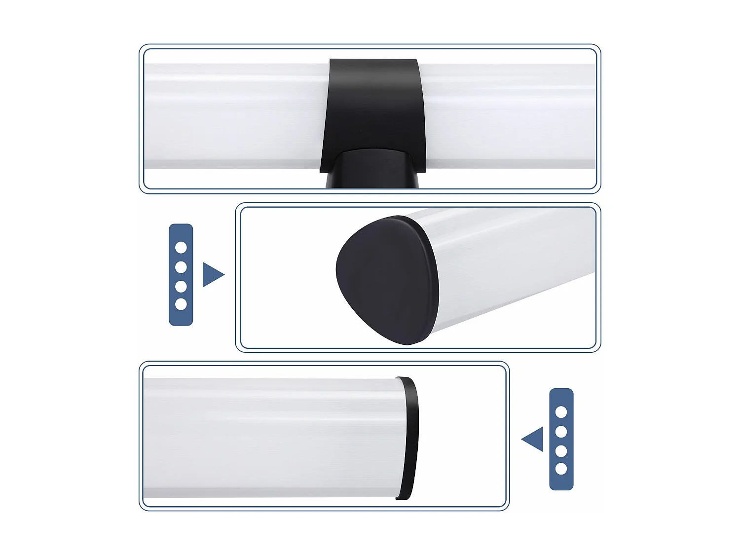 NETTLIFE Lampe de miroir LED noir 8WIP44 blanc neutre 4000K