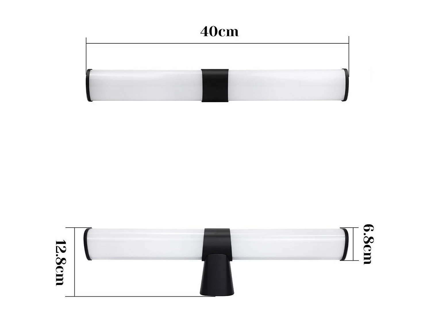 NETTLIFE Lampe de miroir LED noir 8WIP44 blanc neutre 4000K