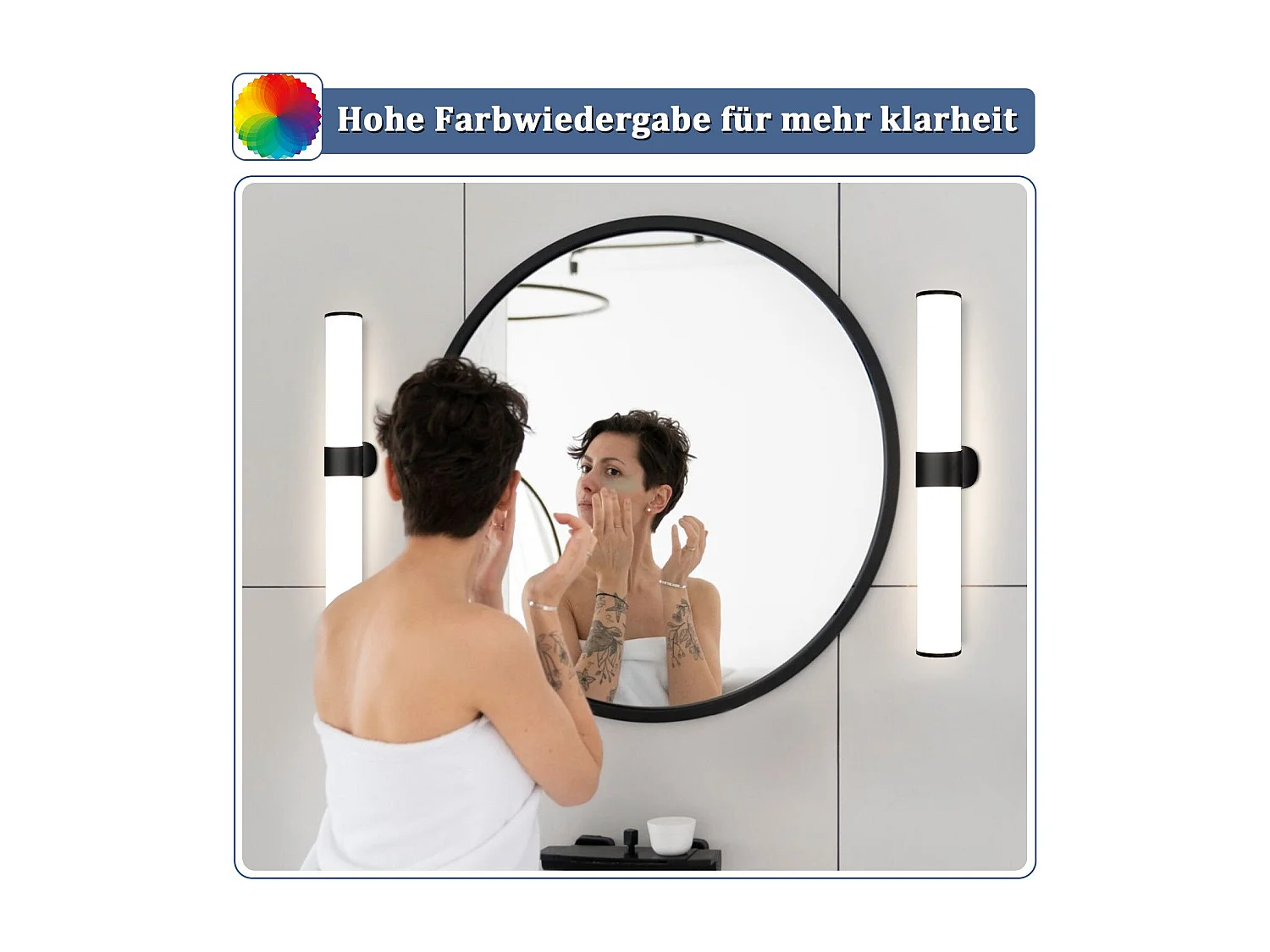 NETTLIFE - Aplique LED de pared para baño (2 unidades), cromo moderno, 6 W, 30 cm, resistente al agua, IP44, blanco neutro 4000 K