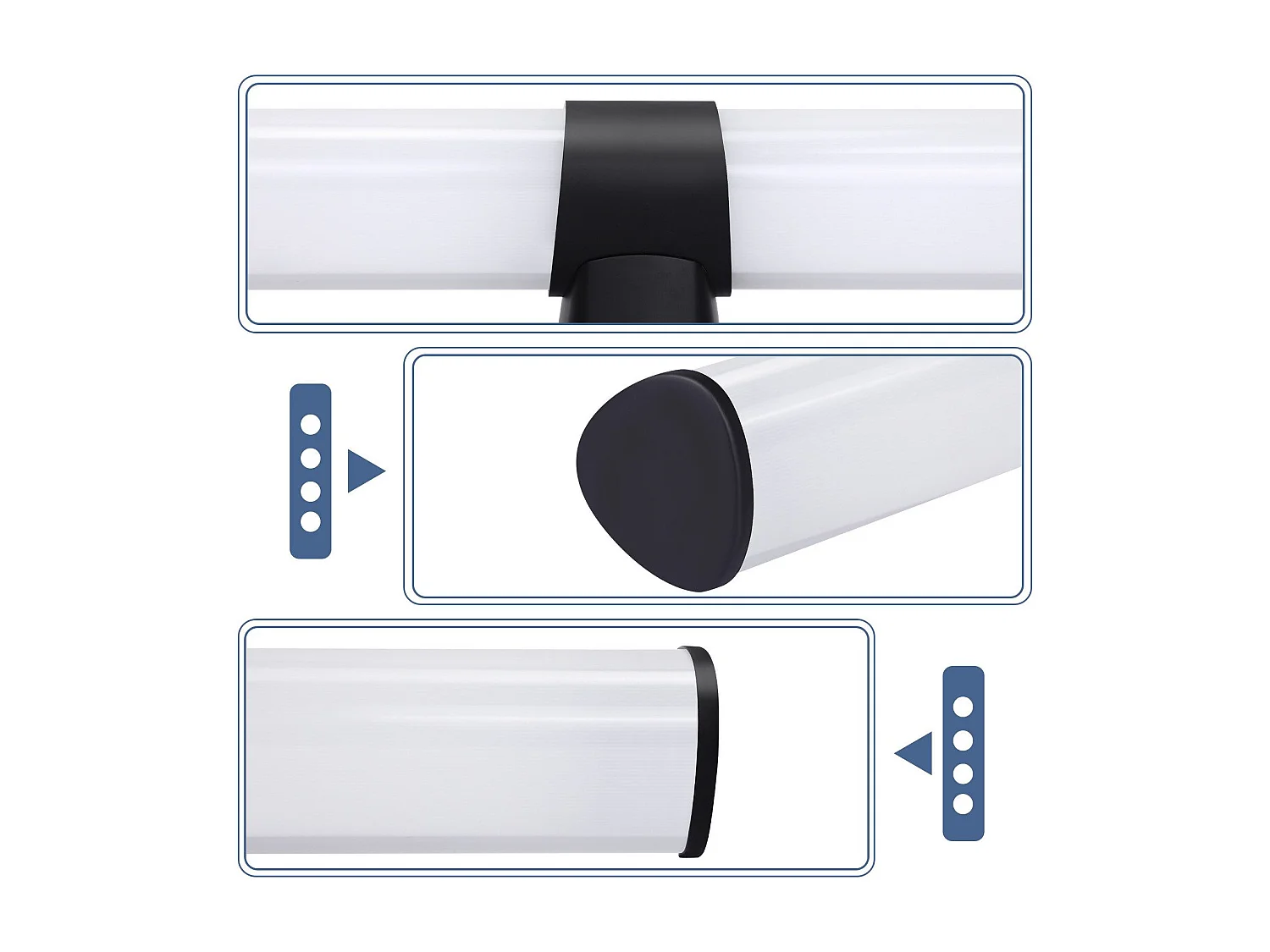 NETTLIFE - Aplique LED de pared para baño (2 unidades), cromo moderno, 6 W, 30 cm, resistente al agua, IP44, blanco neutro 4000 K