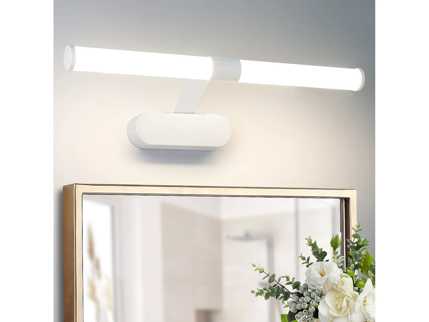 NETTLIFE LED Badkamer Wandlamp, Set van 2 Modern Chroom 6W 30CM Waterdicht IP44 Neutraal Wit 4000K