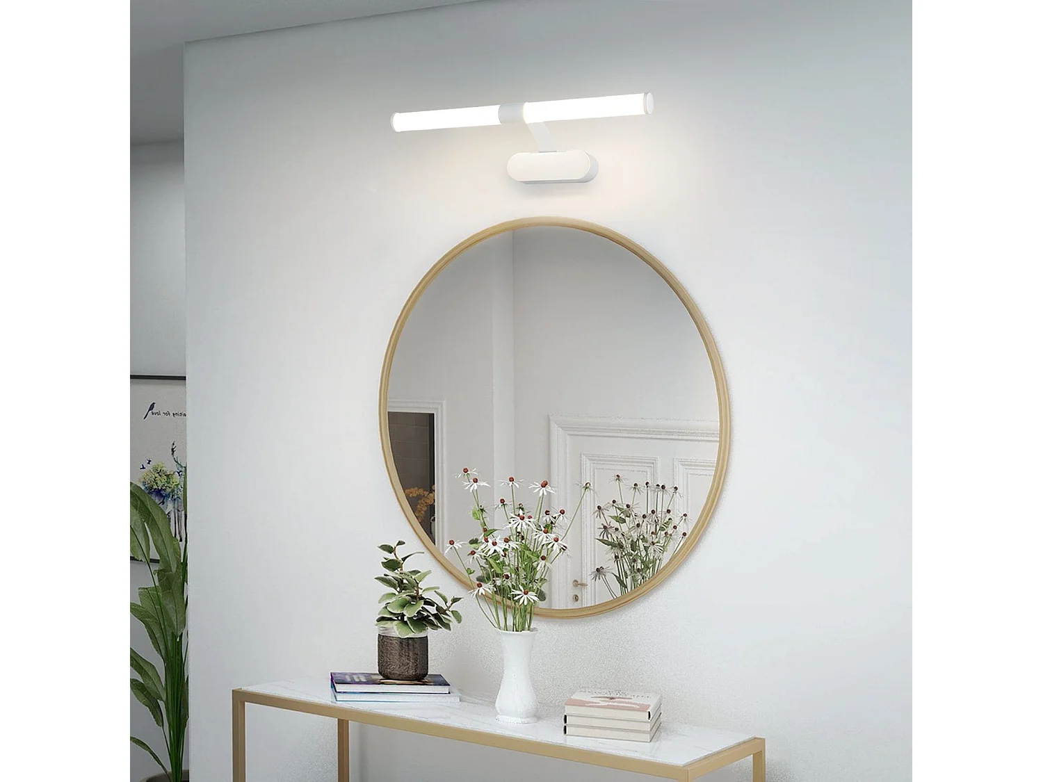 NETTLIFE LED Badkamer Wandlamp, Set van 2 Modern Chroom 6W 30CM Waterdicht IP44 Neutraal Wit 4000K