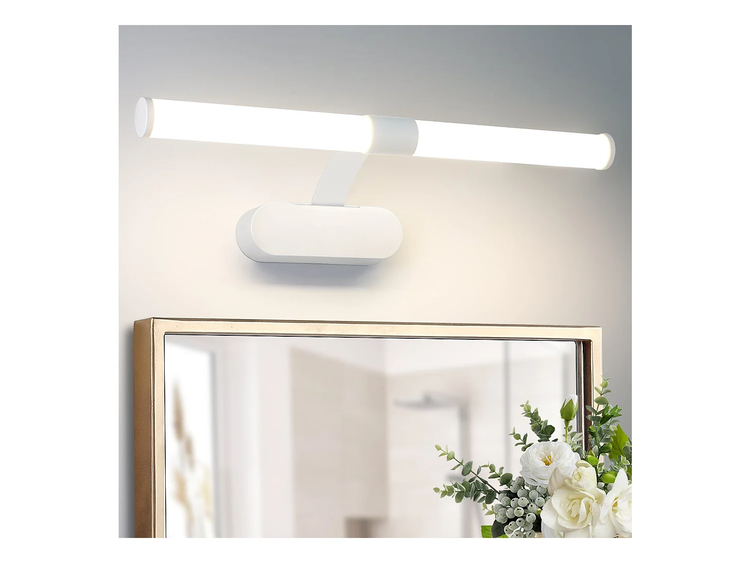 NETTLIFE LED Badkamer Wandlamp, Set van 2 Modern Chroom 6W 30CM Waterdicht IP44 Neutraal Wit 4000K