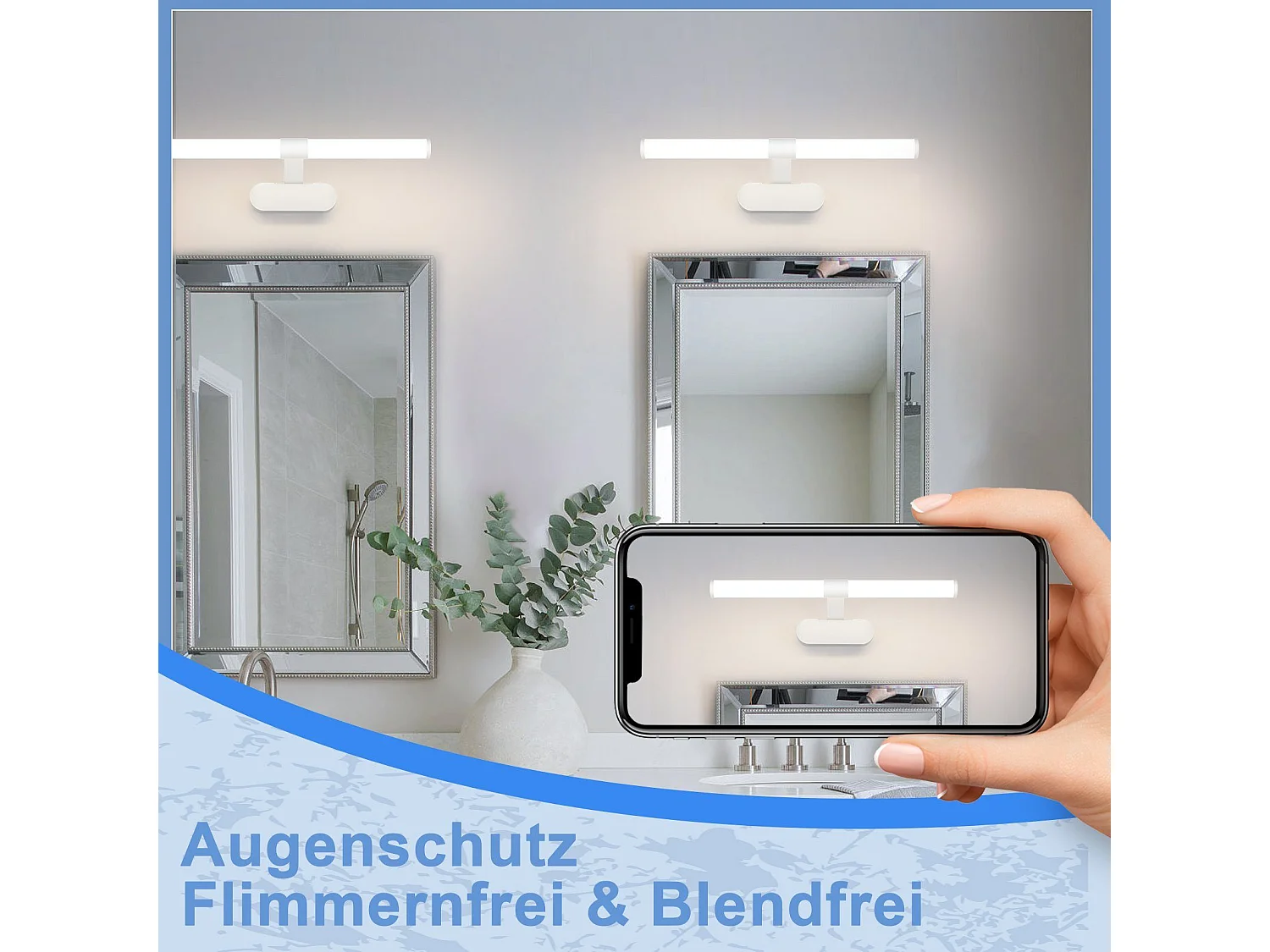 NETTLIFE Lampe de miroir LED 40CM 6W Etanche IP44 Moderne Blanc Neutre 4000K Blanc