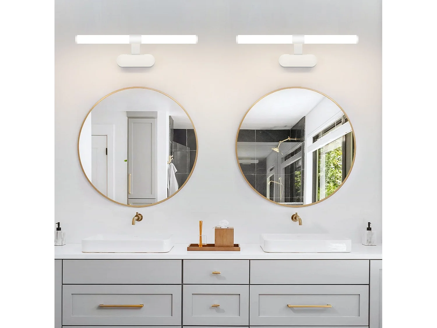 NETTLIFE Lampe de miroir LED 40CM 6W Etanche IP44 Moderne Blanc Neutre 4000K Blanc