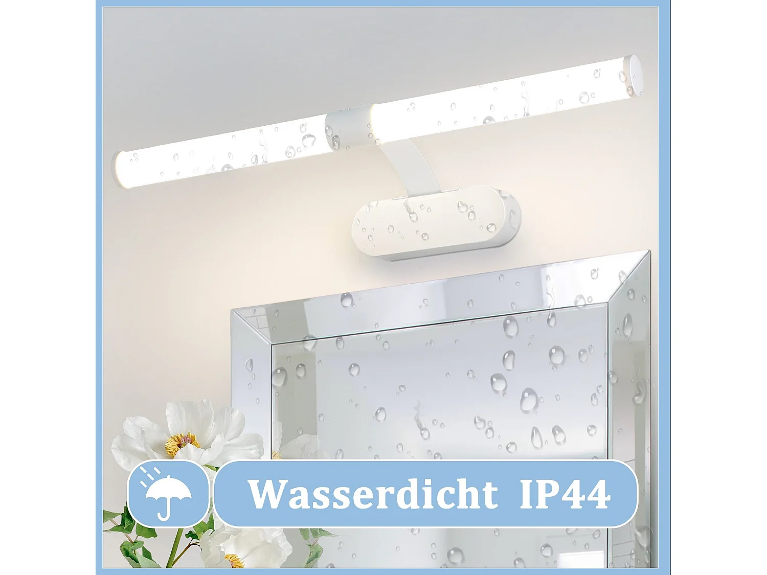 NETTLIFE LED-Badezimmer-Wandleuchte, 2er-Set, modern, Chrom, 6 W, 30 cm, wasserdicht, IP44, neutralweiß 4000 K