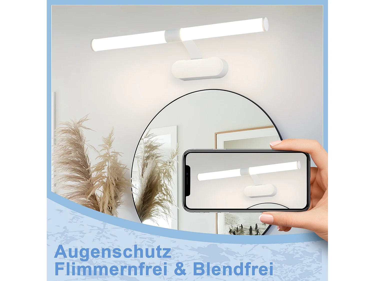 NETTLIFE Applique LED salle de bain，LED lampe à miroir 4000K blanc neutre , IP44,8W ,60CM   - blanc lampe murale moderne étanche  lampe murale