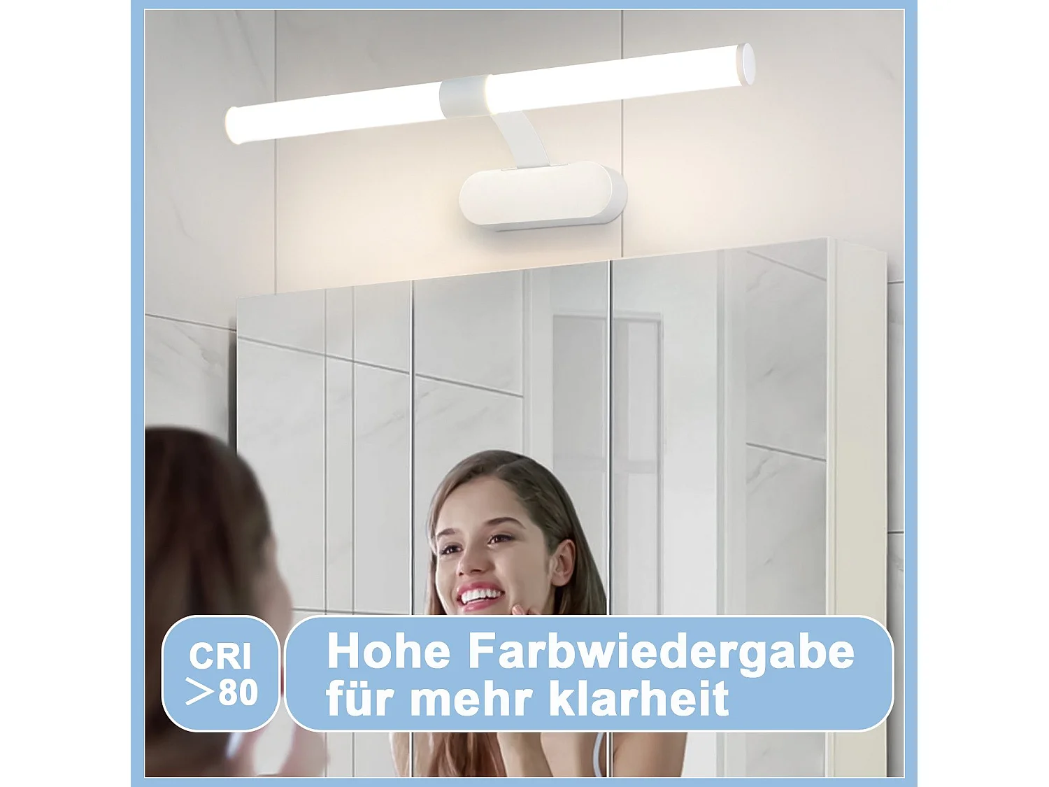 NETTLIFE - Aplique LED de pared para baño (2 unidades), cromo moderno, 6 W, 30 cm, resistente al agua, IP44, blanco neutro 4000 K