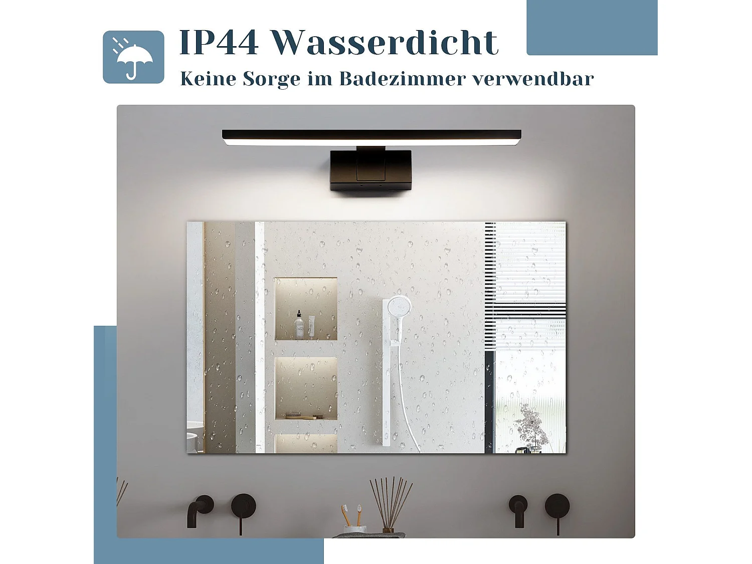 NETTLIFE LED-Badezimmer-Wandleuchte, 2er-Set, modern, Chrom, 6 W, 30 cm, wasserdicht, IP44, neutralweiß 4000 K