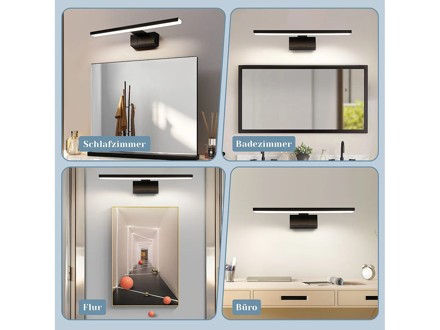 NETTLIFE LED-Badezimmer-Wandleuchte, 2er-Set, modern, Chrom, 6 W, 30 cm, wasserdicht, IP44, neutralweiß 4000 K