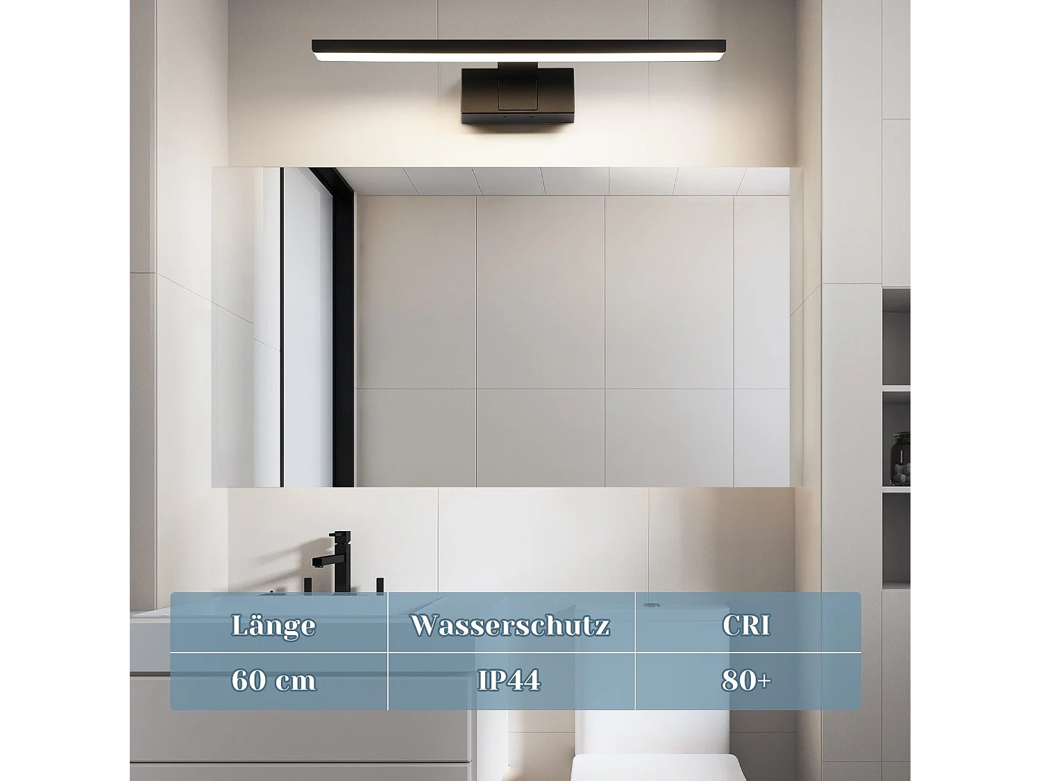 NETTLIFE LED-Badezimmer-Wandleuchte, 2er-Set, modern, Chrom, 6 W, 30 cm, wasserdicht, IP44, neutralweiß 4000 K