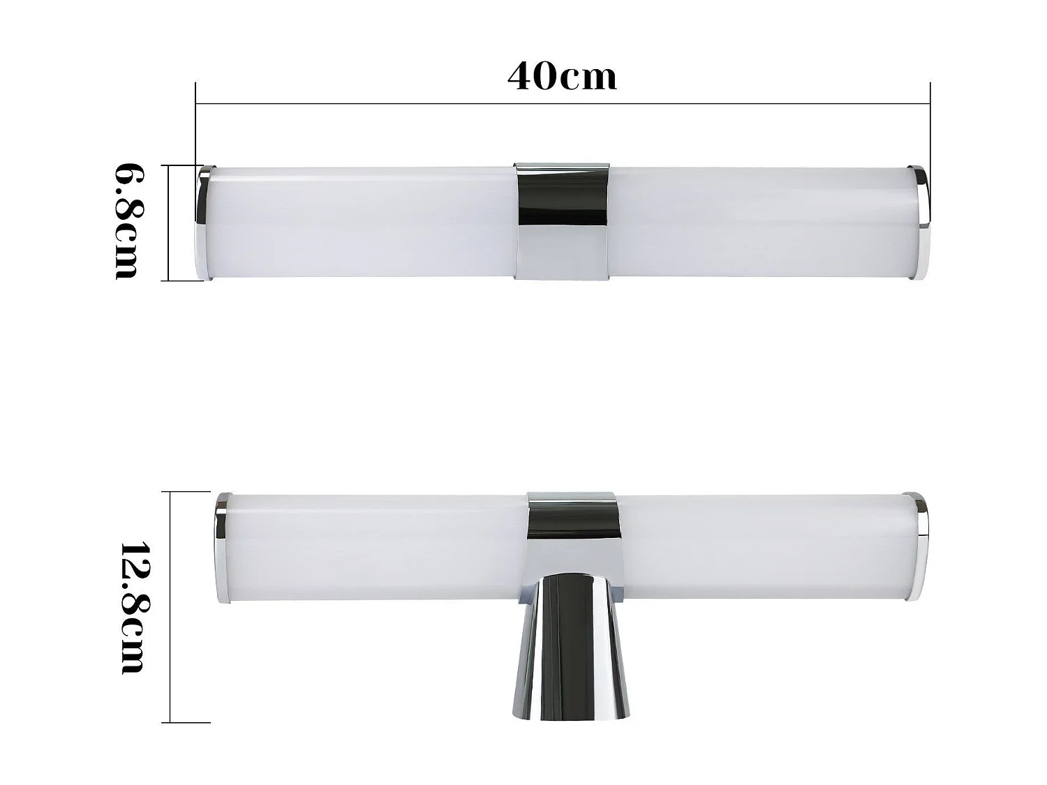 NETTLIFE - Aplique LED de pared para baño (2 unidades), cromo moderno, 6 W, 30 cm, resistente al agua, IP44, blanco neutro 4000 K