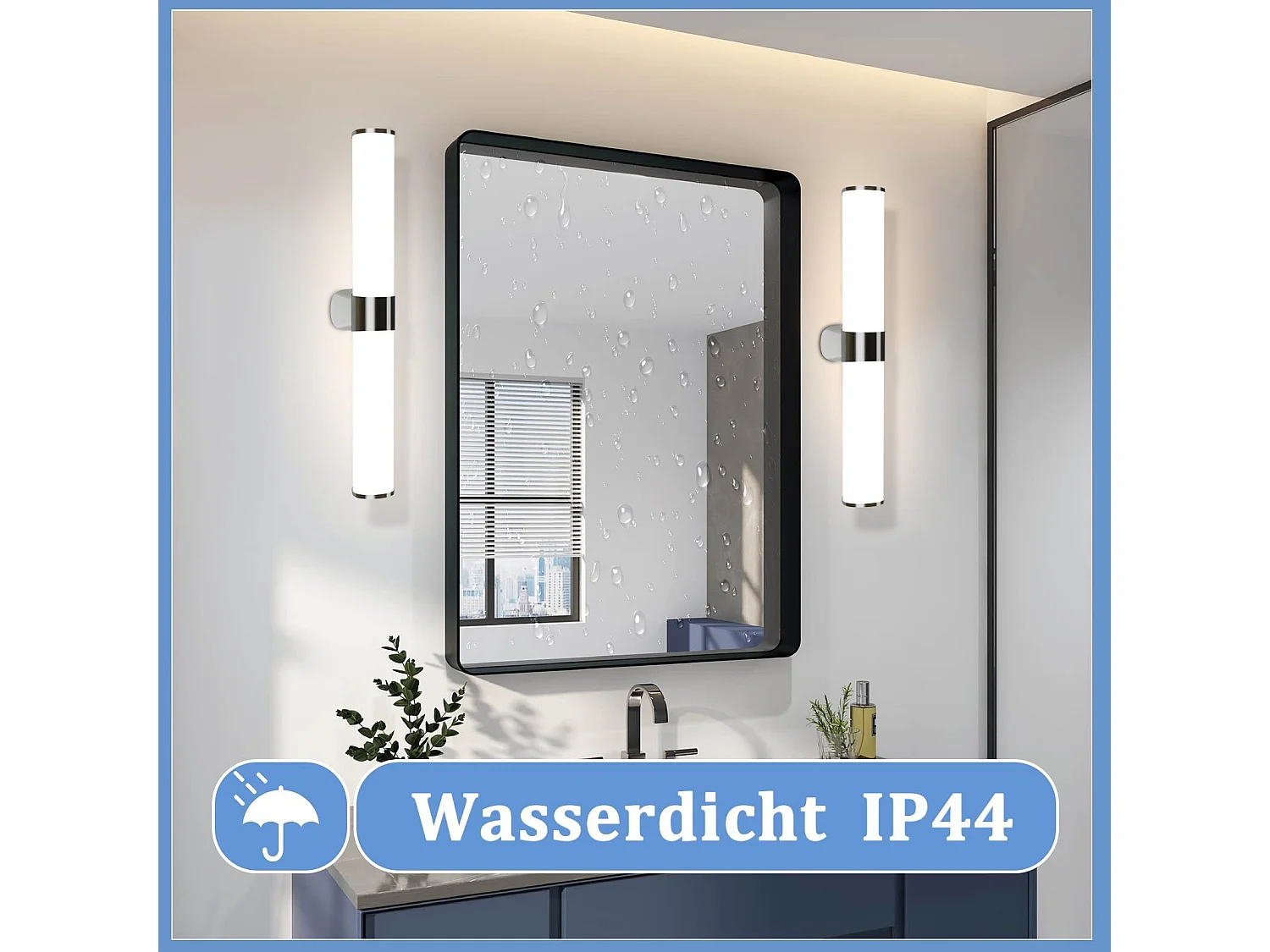 NETTLIFE Spiegellamp badkamer LED - 8W - chroom - 4000K neutraal wit - Spiegelverlichting 40CM - IP44 wandlamp - modern - voor kelder | keuken | badkamermeubel
