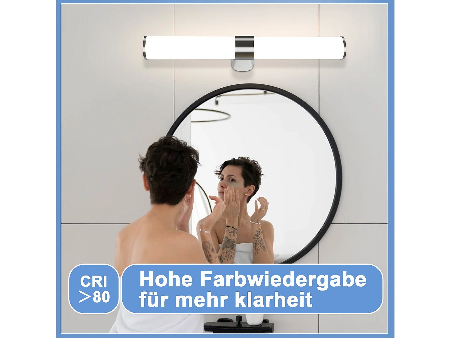 NETTLIFE Spiegellamp badkamer LED - 8W - chroom - 4000K neutraal wit - Spiegelverlichting 40CM - IP44 wandlamp - modern - voor kelder | keuken | badkamermeubel