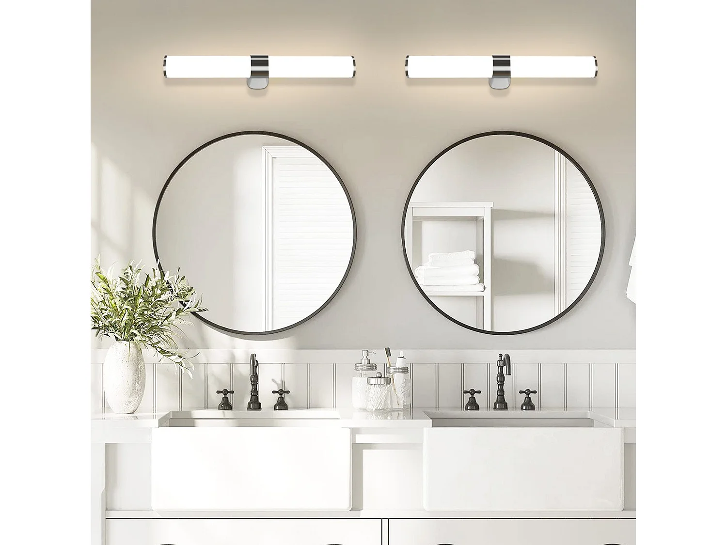 NETTLIFE Spiegellamp badkamer LED - 8W - chroom - 4000K neutraal wit - Spiegelverlichting 40CM - IP44 wandlamp - modern - voor kelder | keuken | badkamermeubel