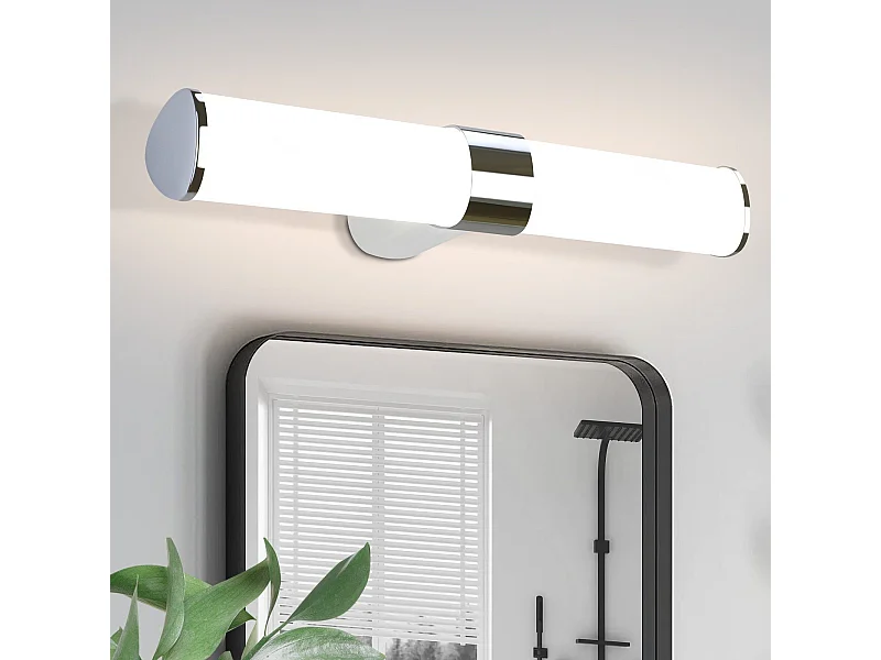 NETTLIFE LED-Badezimmer-Wandleuchte, 2er-Set, modern, Chrom, 6 W, 30 cm, wasserdicht, IP44, neutralweiß 4000 K