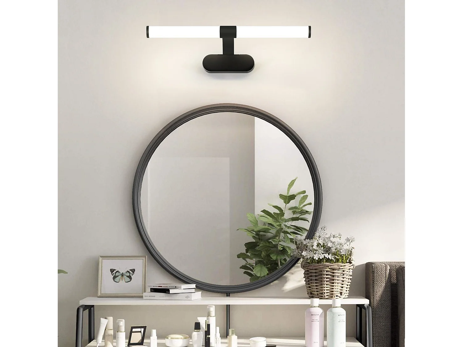 NETTLIFE LED Badkamer Wandlamp, Set van 2 Modern Chroom 6W 30CM Waterdicht IP44 Neutraal Wit 4000K