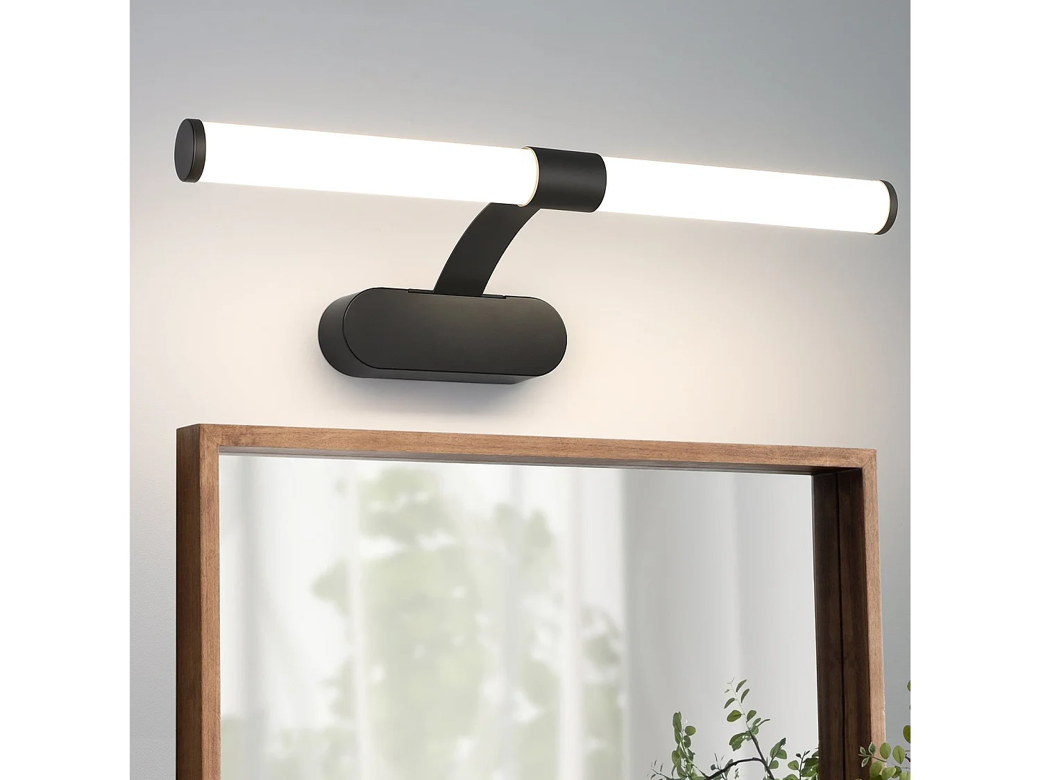 NETTLIFE Applique LED salle de bain ，lampe miroir LED, lumière blanche neutre 4000 Kelvin, 6W, étanche IP44, largeur 400mm,noire