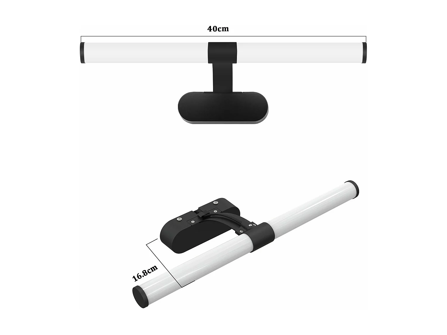 NETTLIFE Applique LED salle de bain ，lampe miroir LED, lumière blanche neutre 4000 Kelvin, 6W, étanche IP44, largeur 400mm,noire