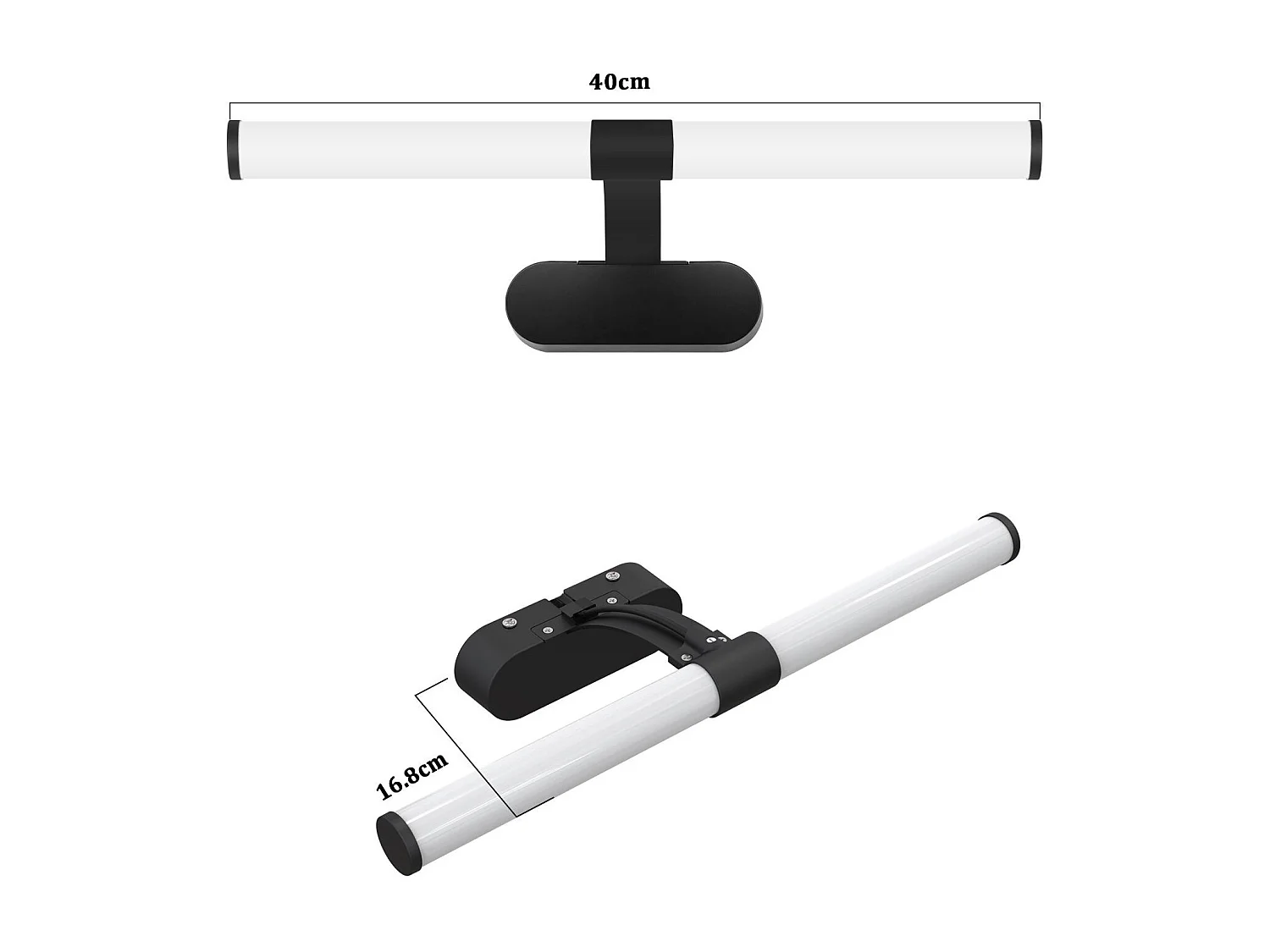 NETTLIFE Applique LED salle de bain ，lampe miroir LED, lumière blanche neutre 4000 Kelvin, 6W, étanche IP44, largeur 400mm,noire