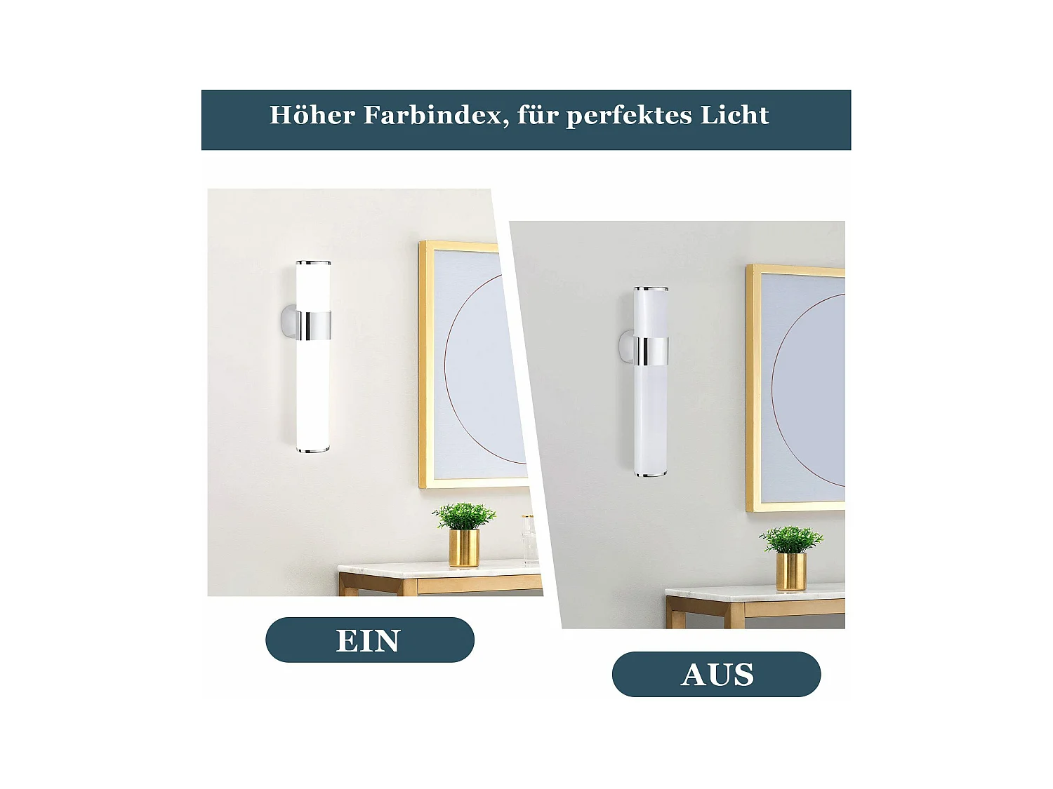 NETTLIFE LED-Badezimmer-Wandleuchtemodern, Chrom, 6 W, 30 cm, wasserdicht, IP44, neutralweiß 4000 K