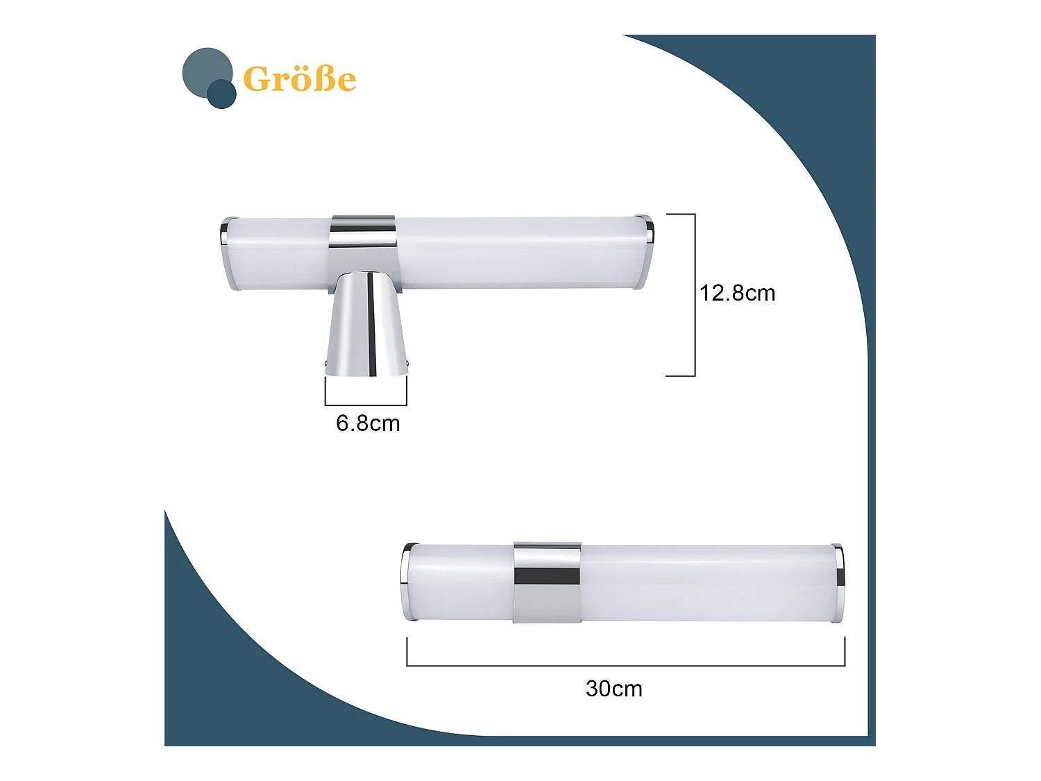 NETTLIFE LED-Badezimmer-Wandleuchtemodern, Chrom, 6 W, 30 cm, wasserdicht, IP44, neutralweiß 4000 K