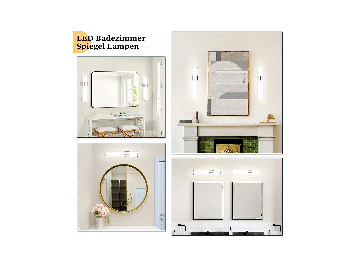 NETTLIFE LED-Badezimmer-Wandleuchtemodern, Chrom, 6 W, 30 cm, wasserdicht, IP44, neutralweiß 4000 K