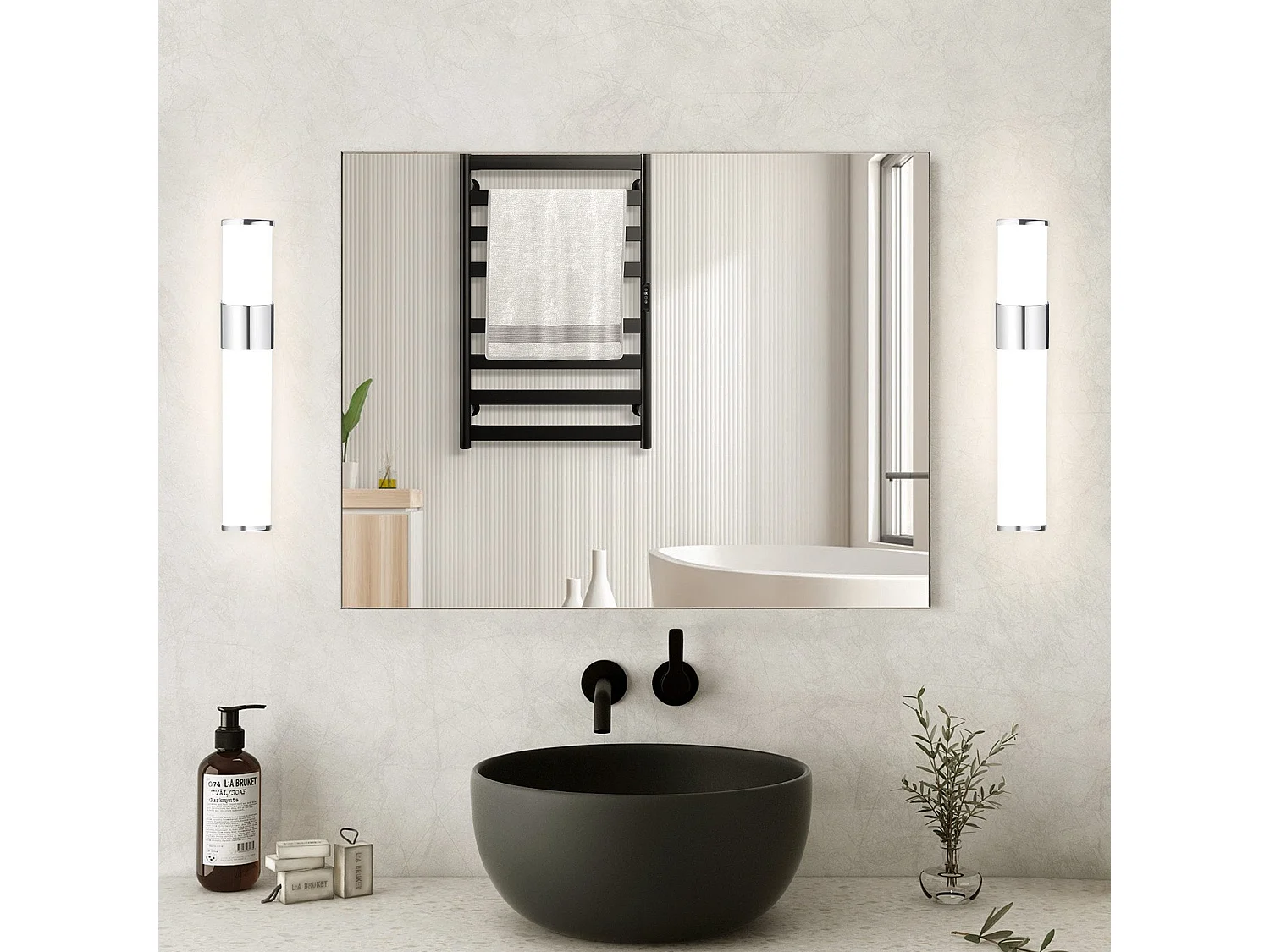 NETTLIFE Applique LED salle de bain，Lampe de miroir de salle de bain à LED -  Chrome moderne 6W 30CM  étanche IP44  blanc neutre 4000K