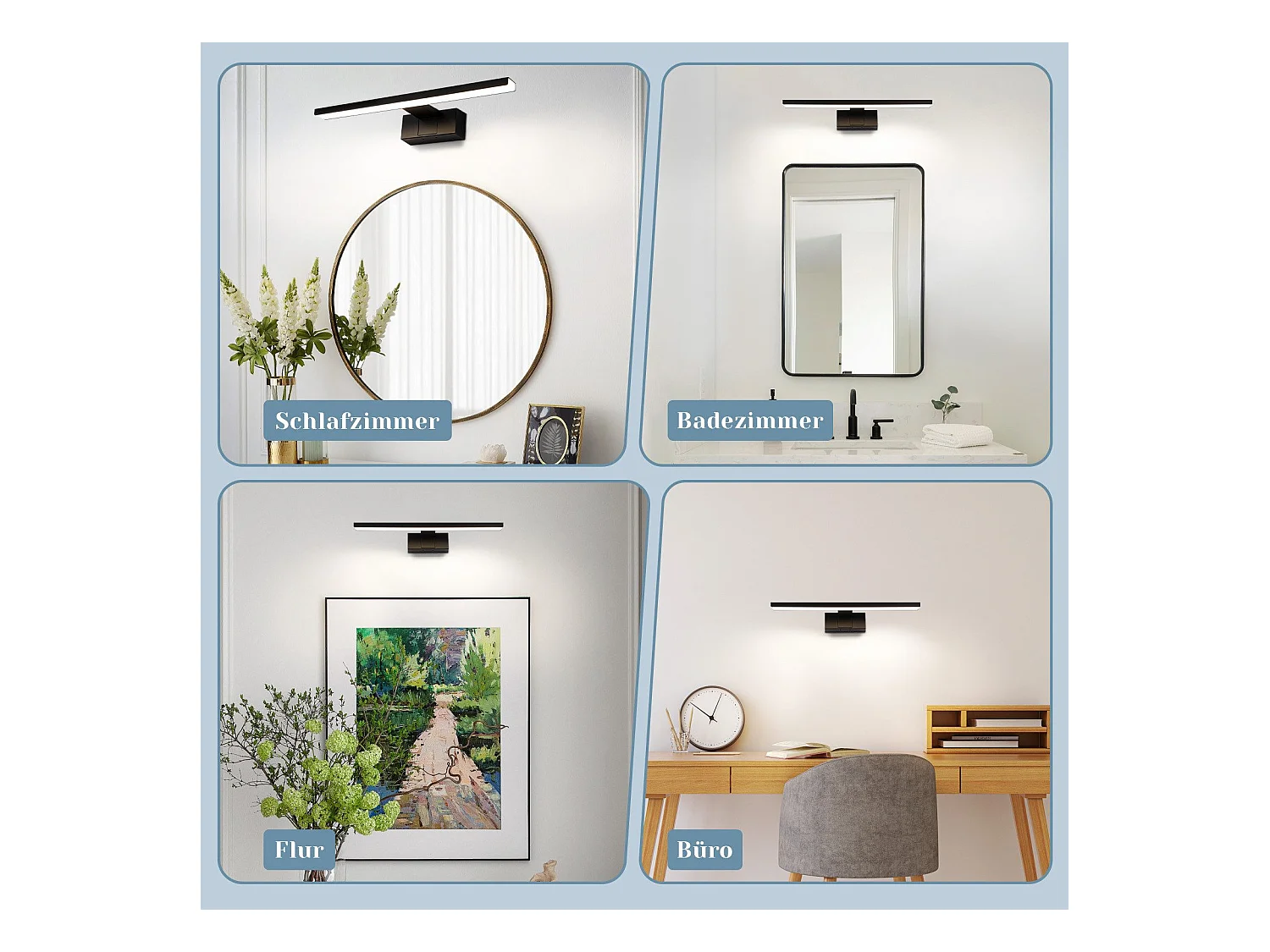 NETTLIFE - Aplique LED para baño (2 unidades), cromo moderno, 6 W, 30 cm, resistente al agua, IP44, 4000 K