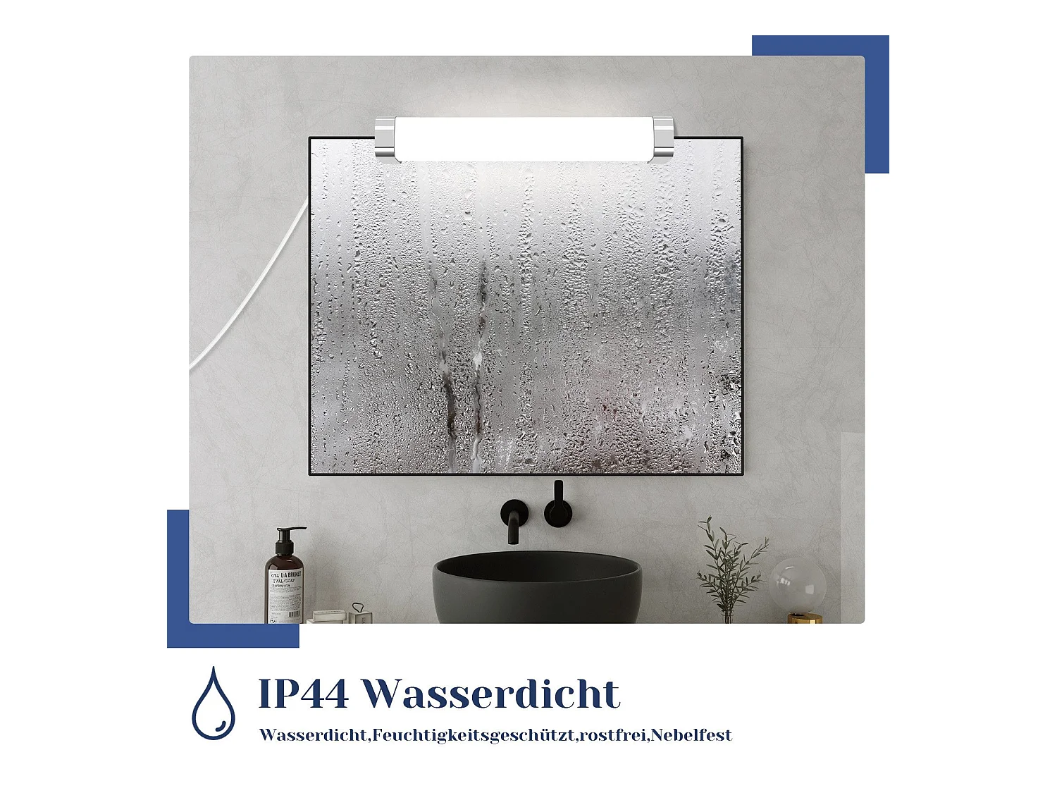 NETTLIFE LED Badkamer Wandlamp, Set van 2 Modern Chroom 6W 30CM Waterdicht IP44 Neutraal Wit 4000K