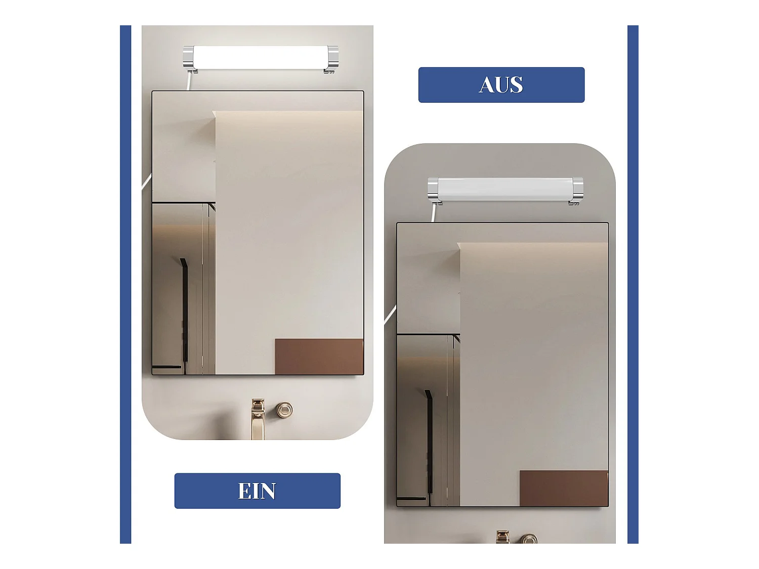 NETTLIFE LED Badkamer Wandlamp, Set van 2 Modern Chroom 6W 30CM Waterdicht IP44 Neutraal Wit 4000K