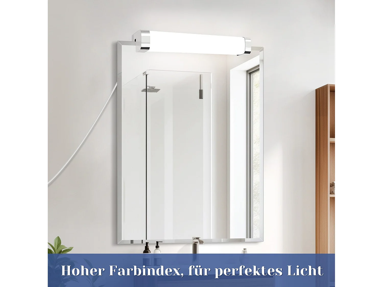 NETTLIFE applique miroir LED avec prise 10W lot de 2 blanc neutre 4000K chrome
