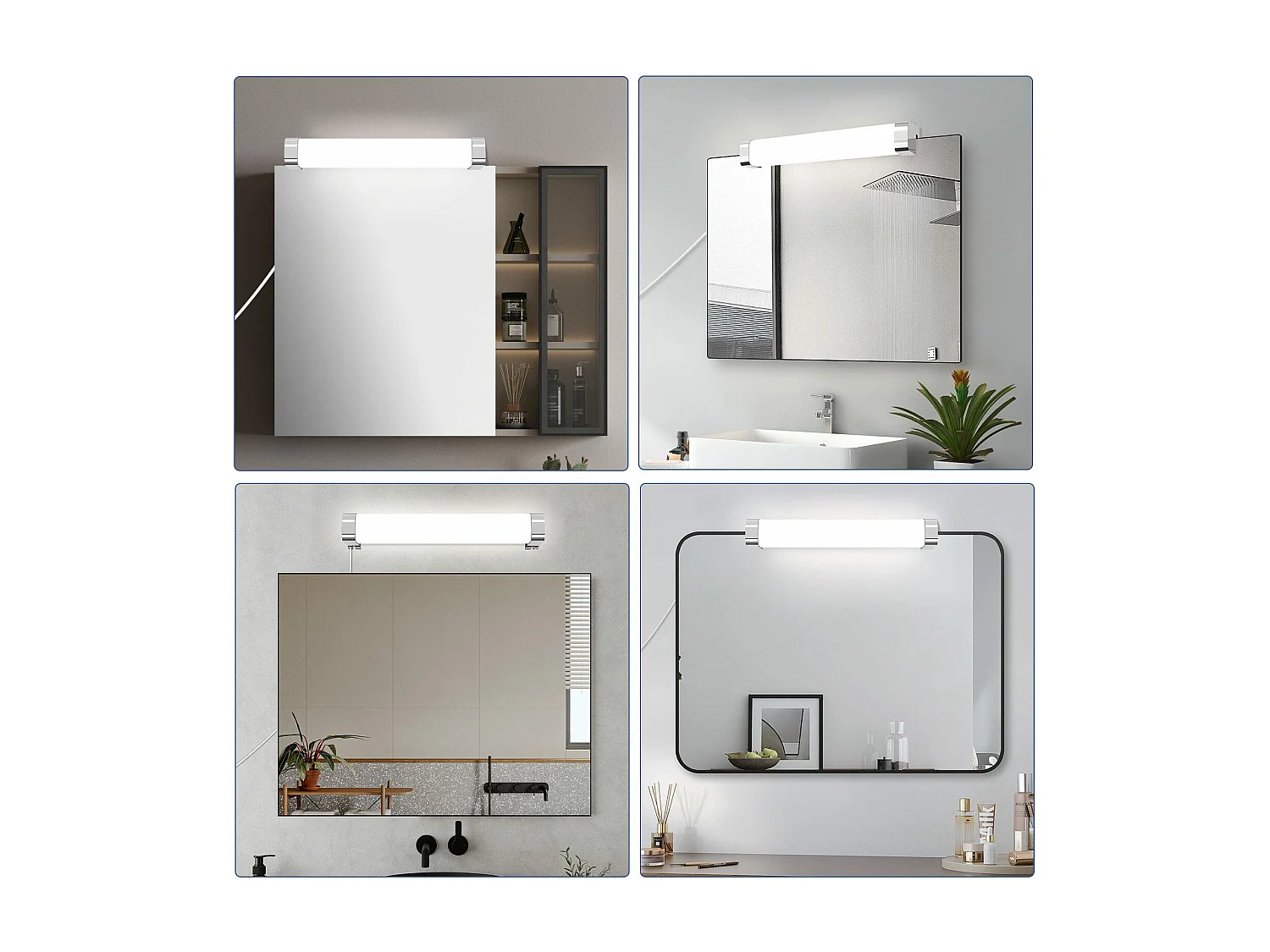 NETTLIFE applique miroir LED avec prise 10W lot de 2 blanc neutre 4000K chrome