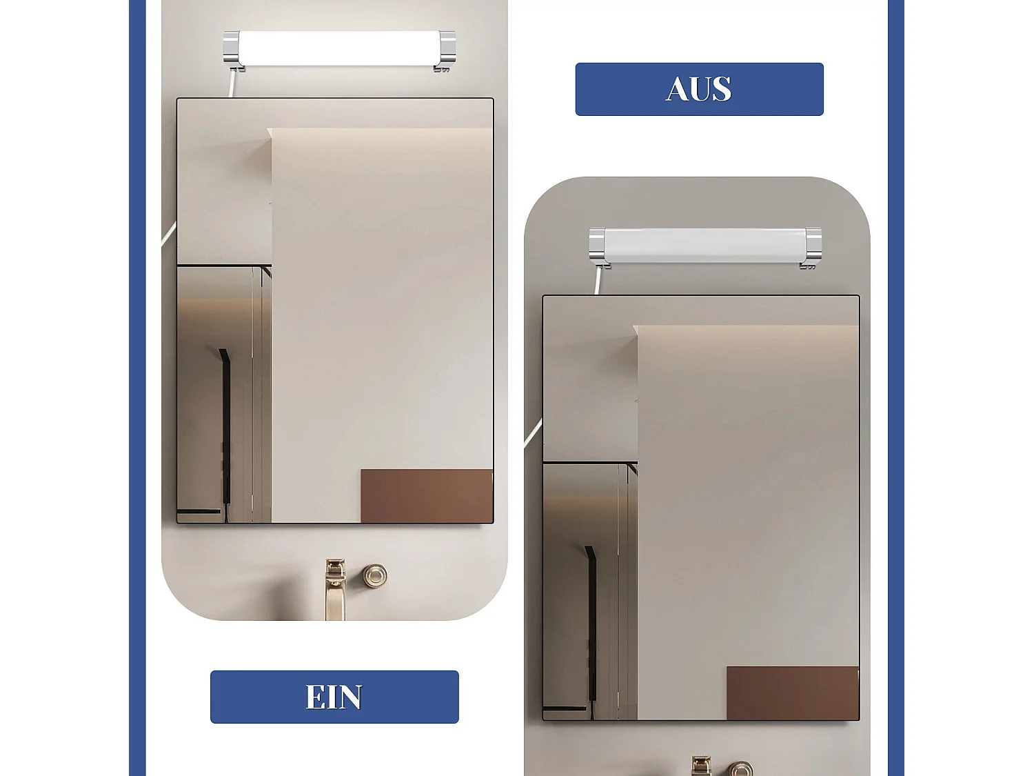 NETTLIFE applique miroir LED avec prise 10W lot de 2 blanc neutre 4000K chrome