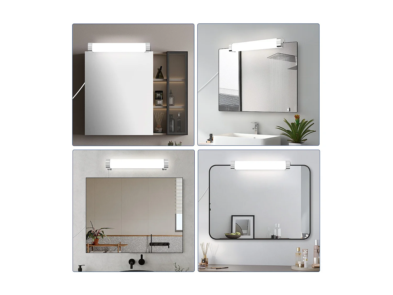 NETTLIFE applique miroir LED avec prise 10W lot de 2 blanc neutre 4000K chrome