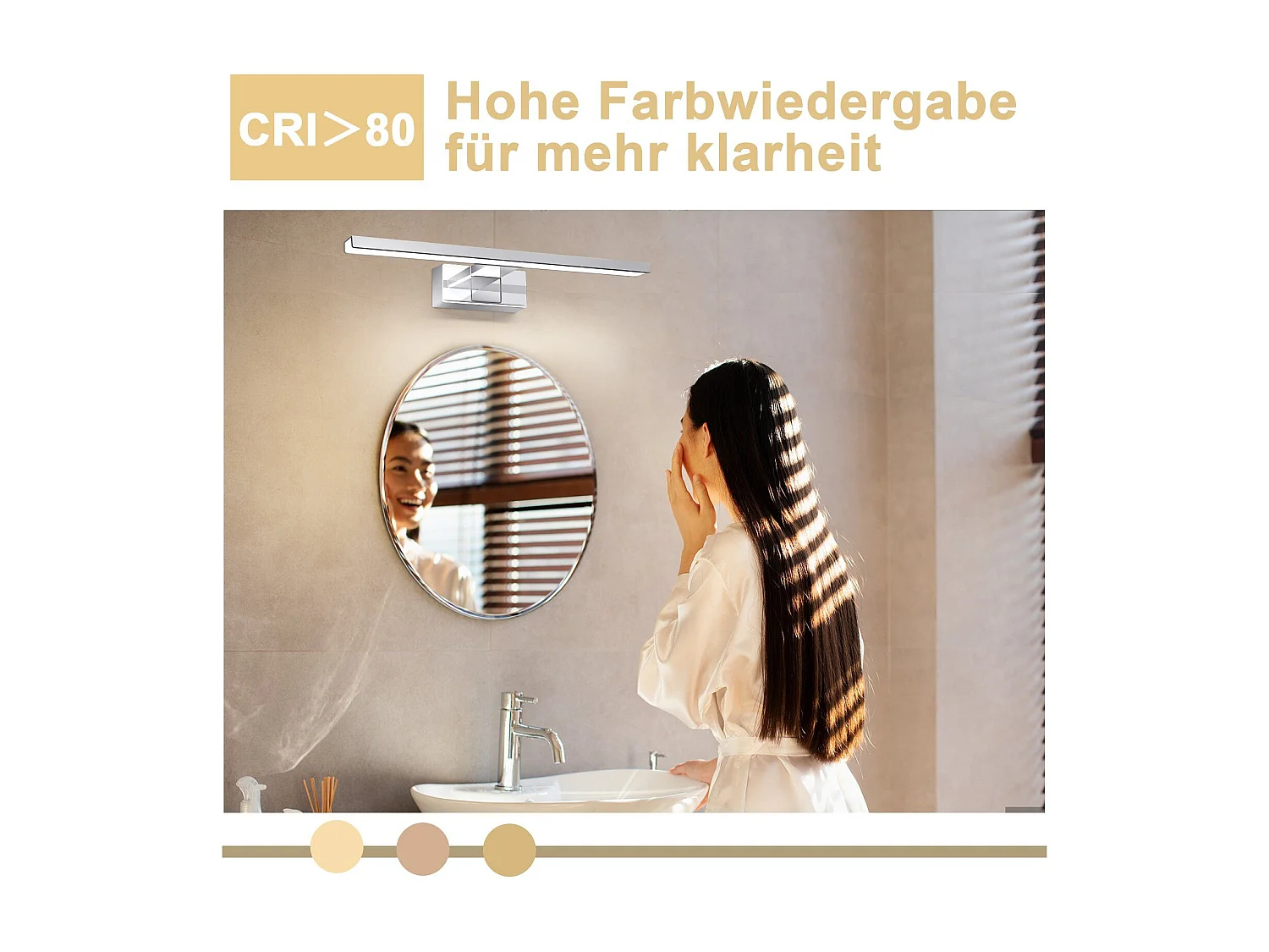 NETTLIFE LED-Badezimmer-Wandleuchte, 2er-Set, modern, Chrom, 6 W, 30 cm, wasserdicht, IP44, neutralweiß 4000 K