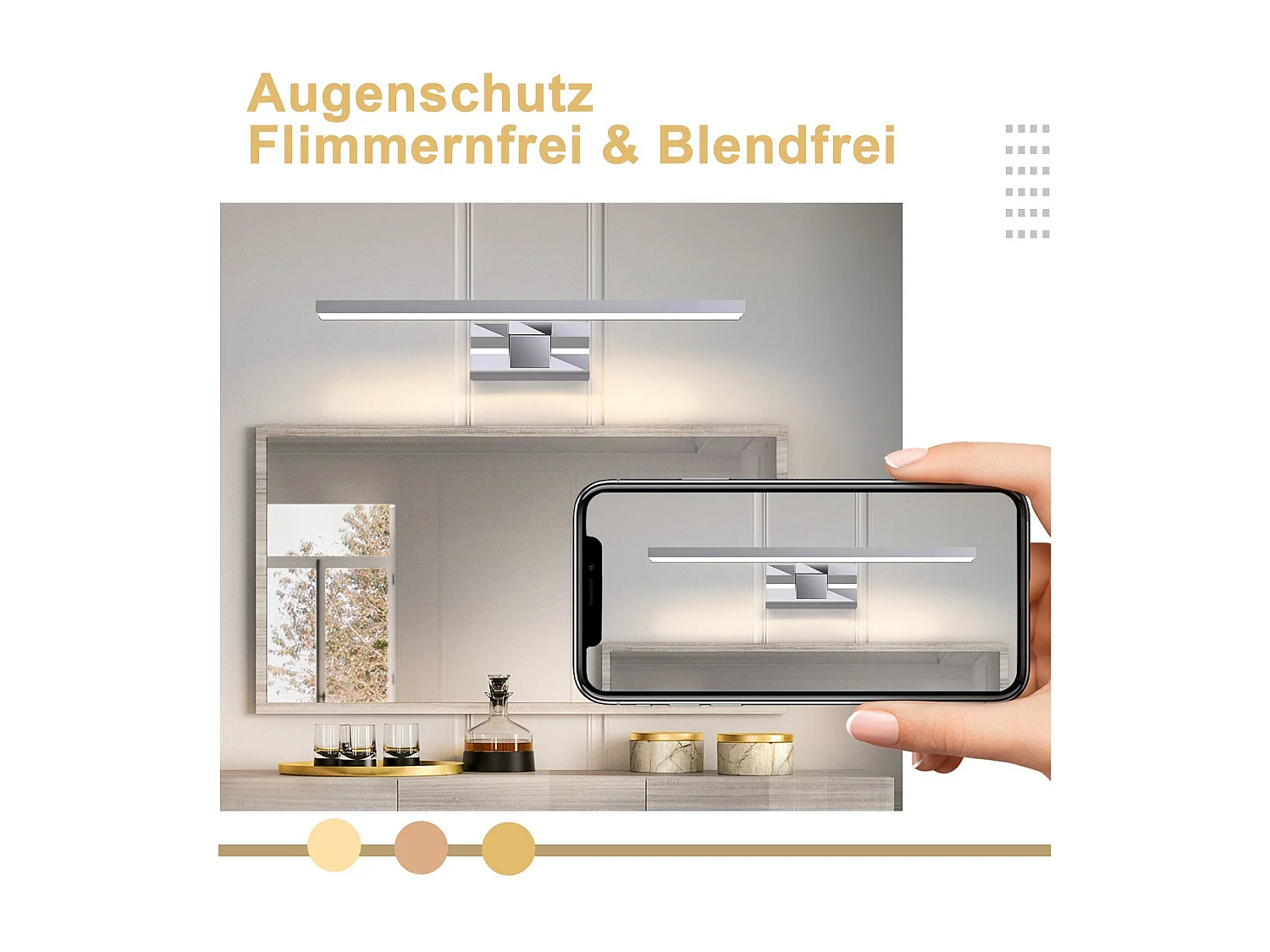 NETTLIFE LED-Badezimmer-Wandleuchte, 2er-Set, modern, Chrom, 6 W, 30 cm, wasserdicht, IP44, neutralweiß 4000 K