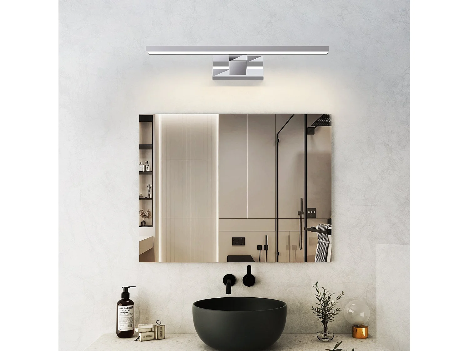 NETTLIFE LED-Badezimmer-Wandleuchte, 2er-Set, modern, Chrom, 6 W, 30 cm, wasserdicht, IP44, neutralweiß 4000 K