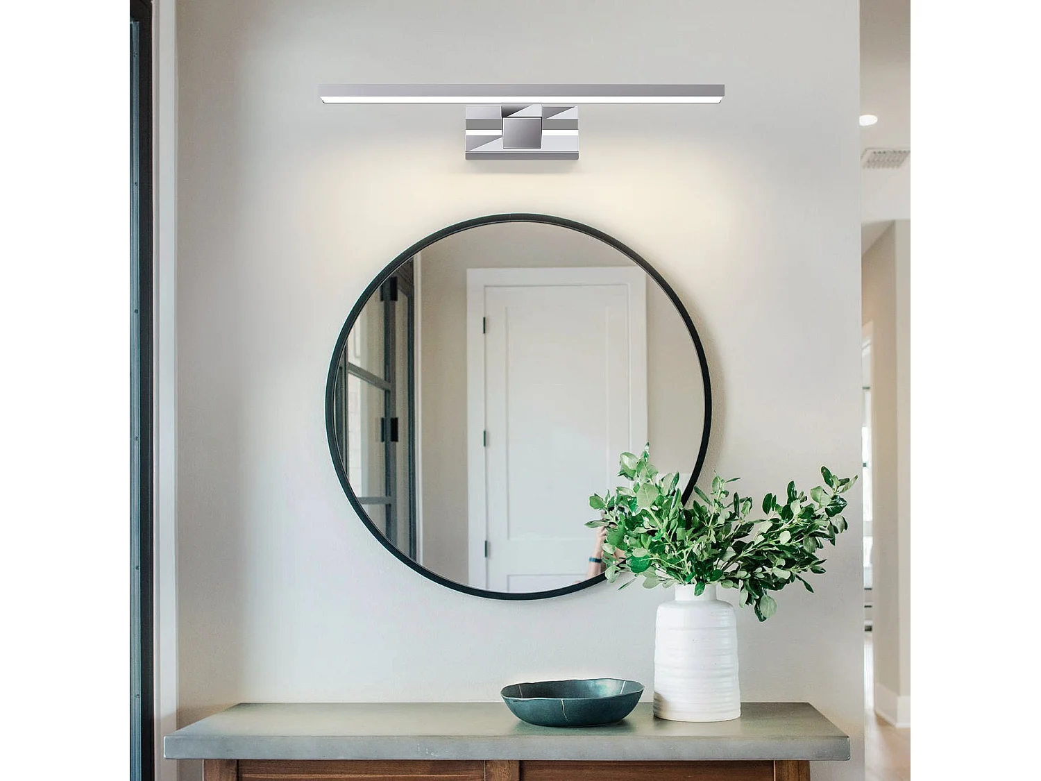 NETTLIFE LED-Badezimmer-Wandleuchte, 2er-Set, modern, Chrom, 6 W, 30 cm, wasserdicht, IP44, neutralweiß 4000 K