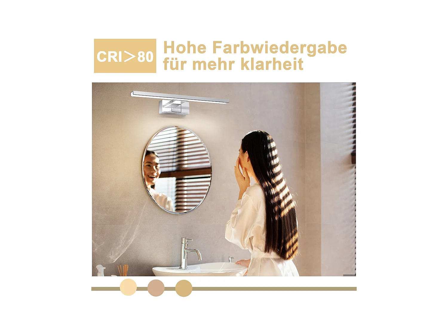 NETTLIFE Spiegelleuchte Led 8W et Blanc Neutre et 4000K Moderne Chromé 40cm