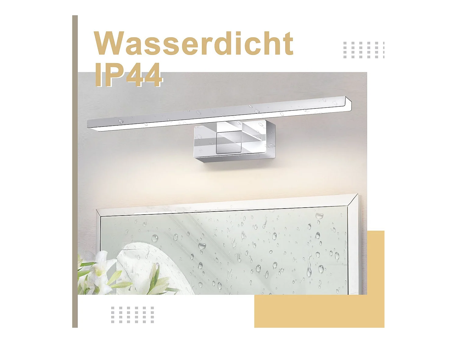 NETTLIFE Spiegelleuchte Led 8W et Blanc Neutre et 4000K Moderne Chromé 40cm