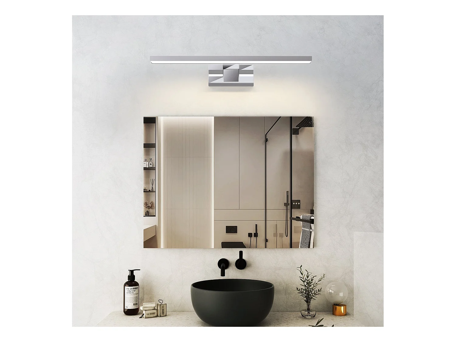 NETTLIFE Spiegelleuchte Led 8W et Blanc Neutre et 4000K Moderne Chromé 40cm