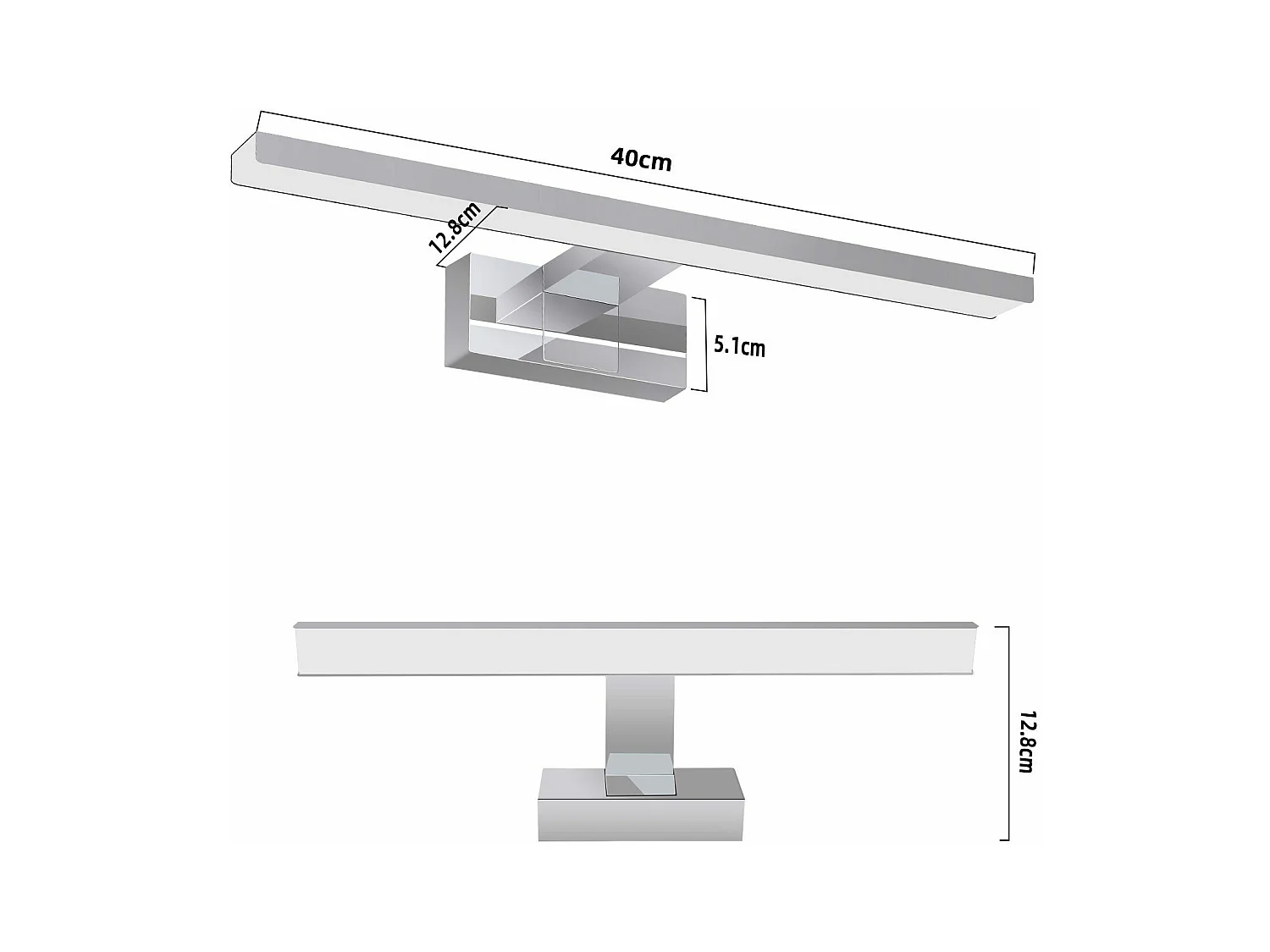 NETTLIFE Spiegelleuchte Led 8W et Blanc Neutre et 4000K Moderne Chromé 40cm