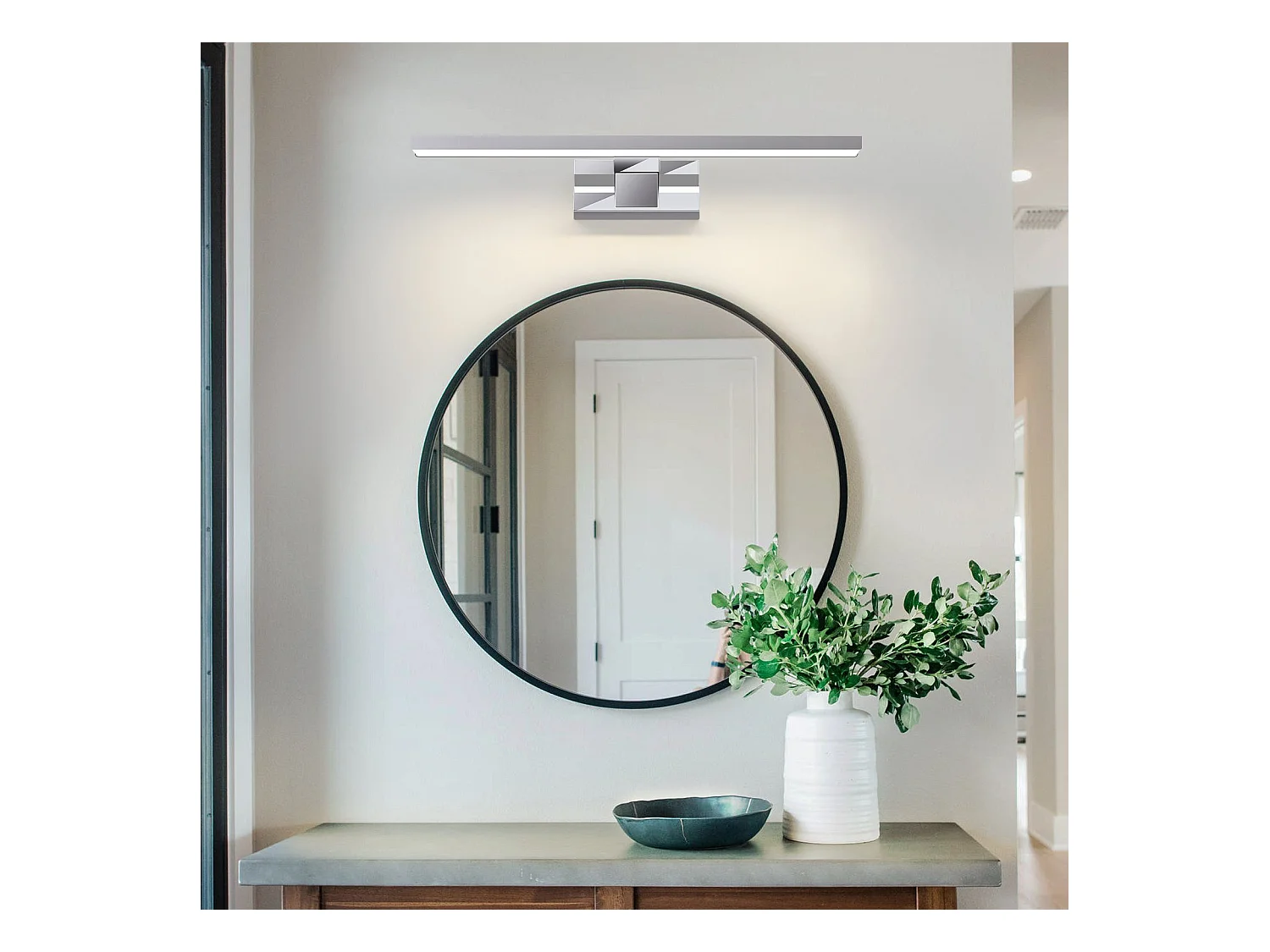 NETTLIFE Spiegelleuchte Led 8W et Blanc Neutre et 4000K Moderne Chromé 40cm