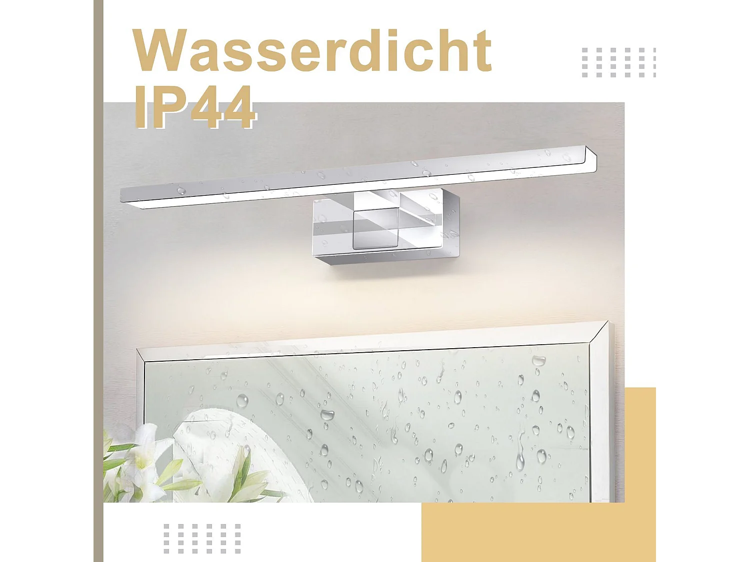 NETTLIFE Spiegelleuchte Led 8W et Blanc Neutre et 4000K Moderne Chromé 40cm