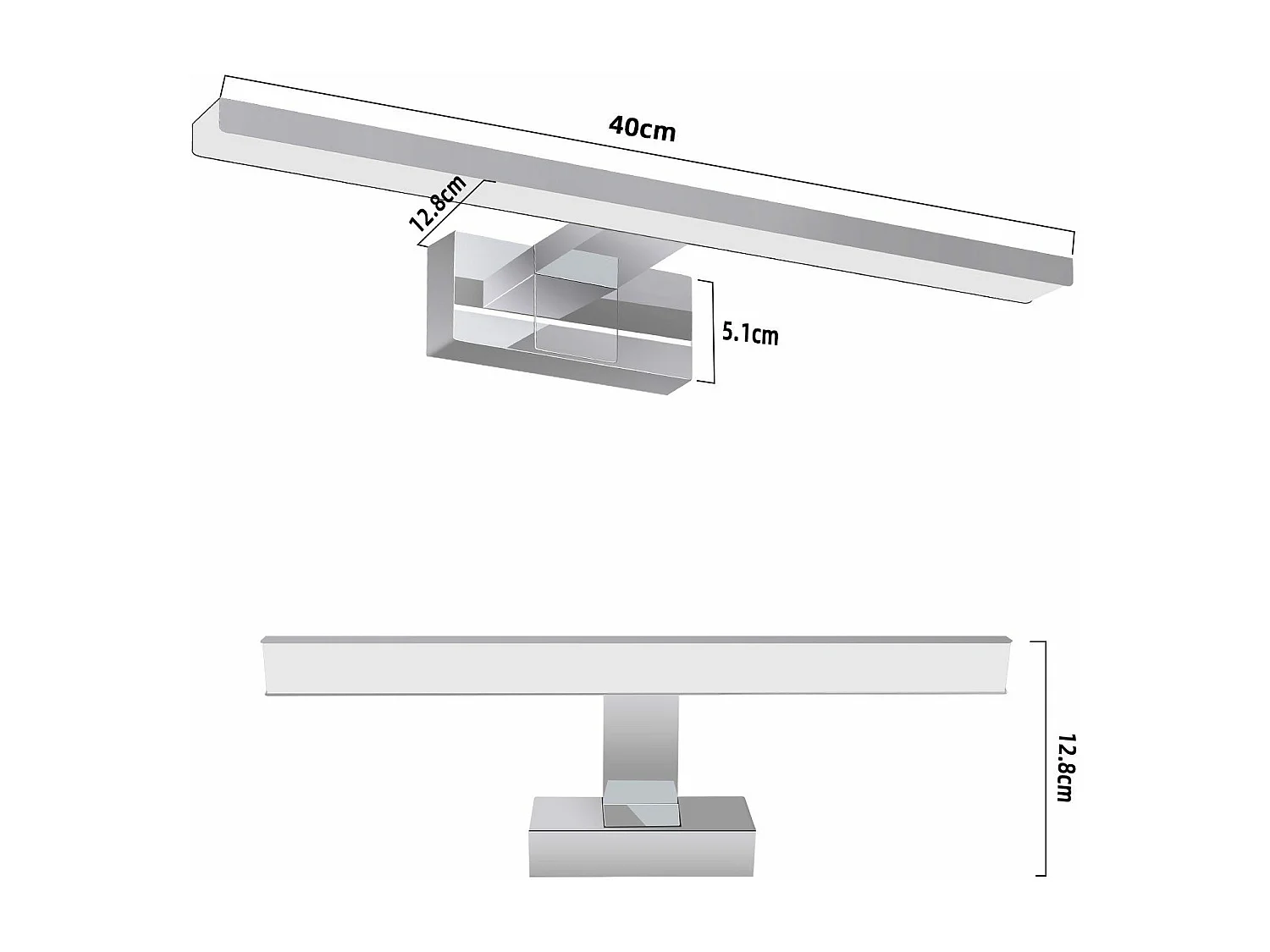 NETTLIFE Spiegelleuchte Led 8W et Blanc Neutre et 4000K Moderne Chromé 40cm