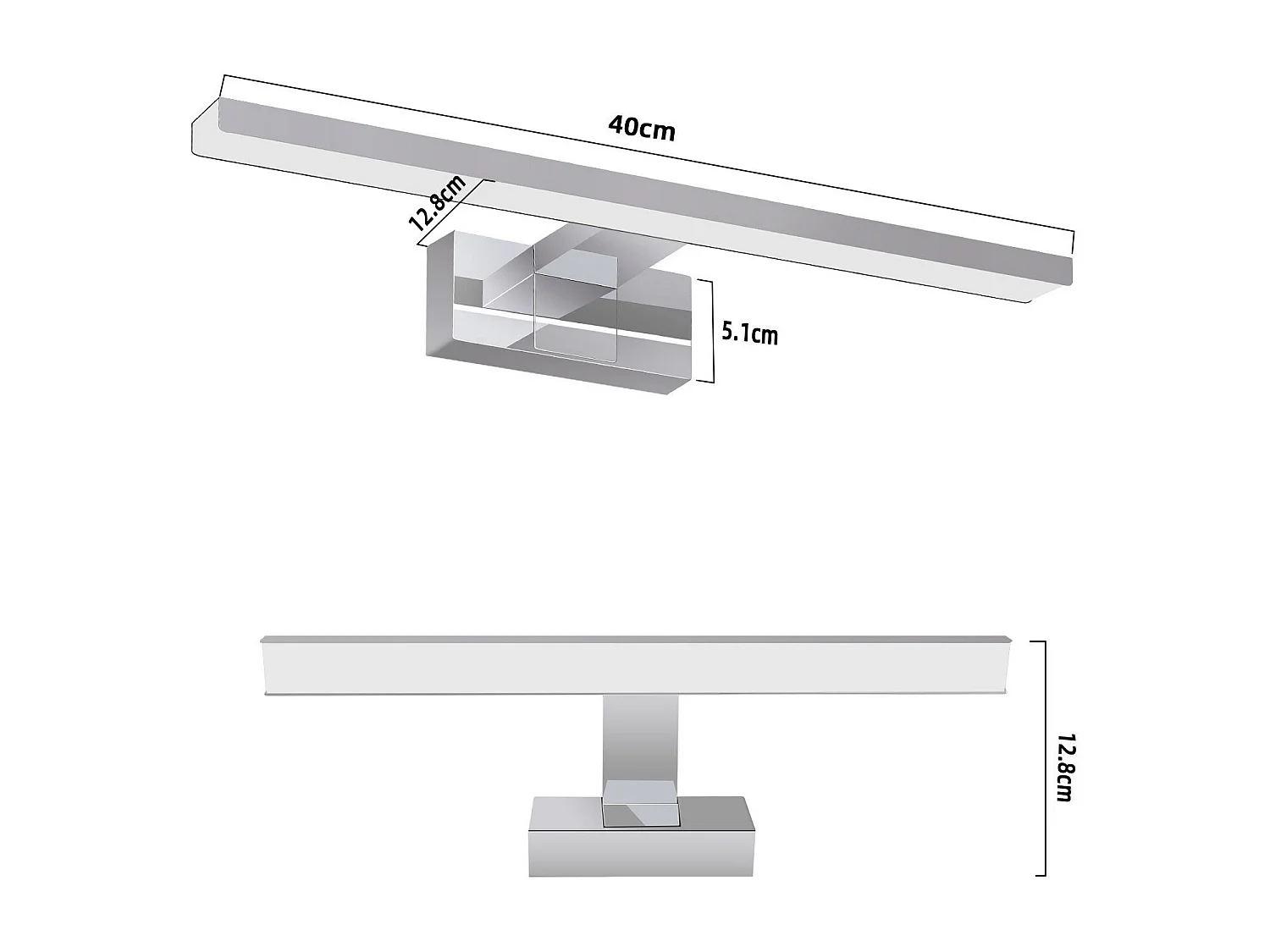 NETTLIFE Spiegellamp badkamer - 40CM - chroom - IP44 - modern - 8W - neutraal wit 4000K - wandlamp - LED Spiegelverlichting - voor kelder | keuken | badkamermeubel