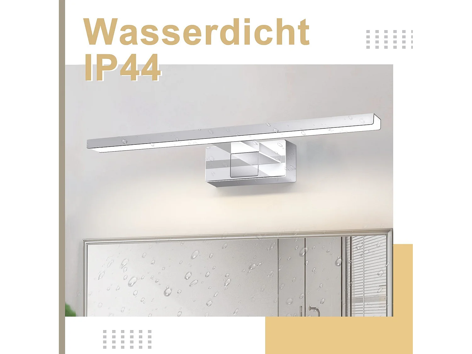 NETTLIFE Lampa ścienna LED do łazienki, zestaw 2 sztuk Nowoczesna chromowana 6W 30CM Wodoodporna IP44 Neutralna biel 4000K